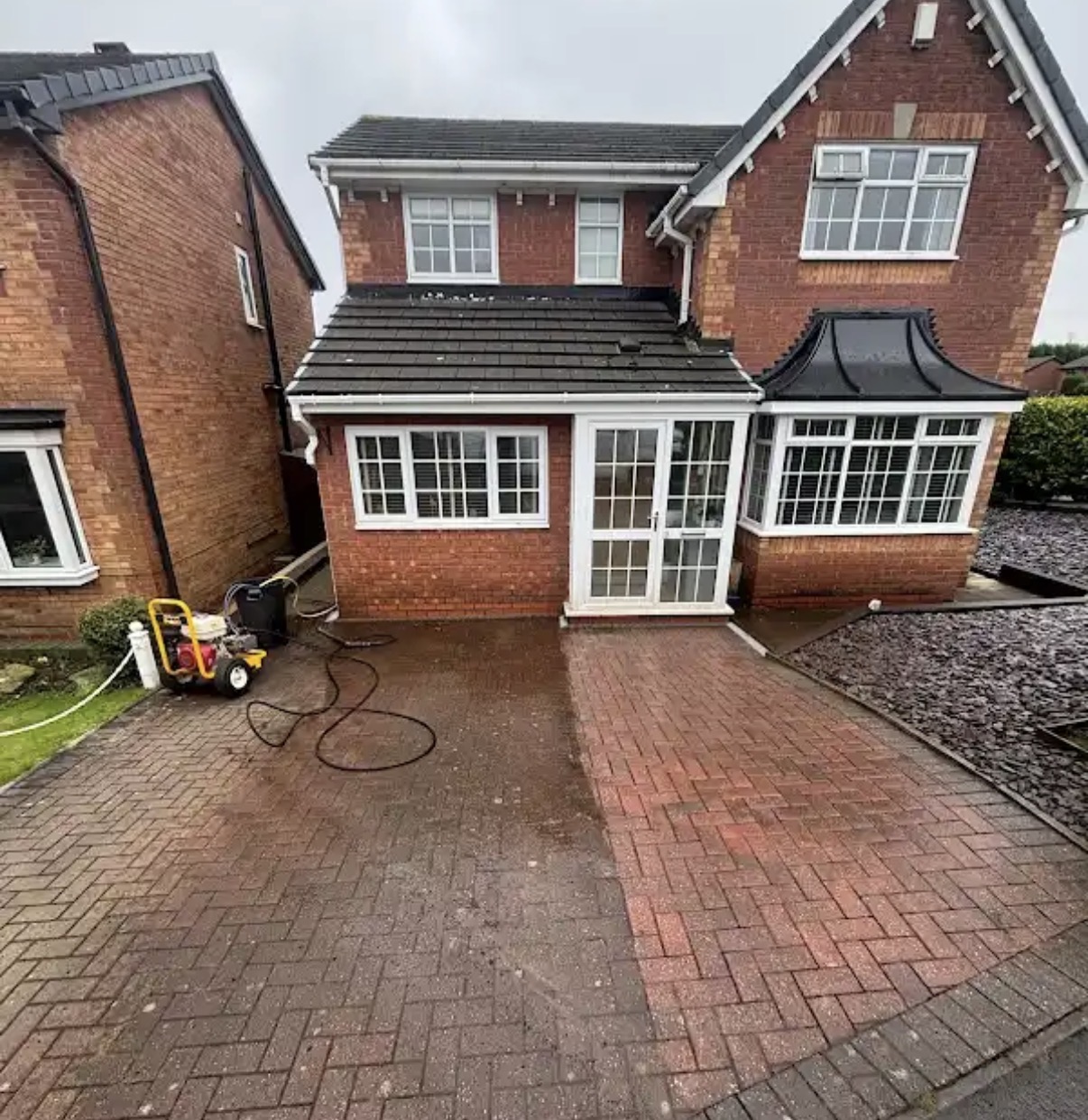 Visible before-and-after difference on a residential driveway